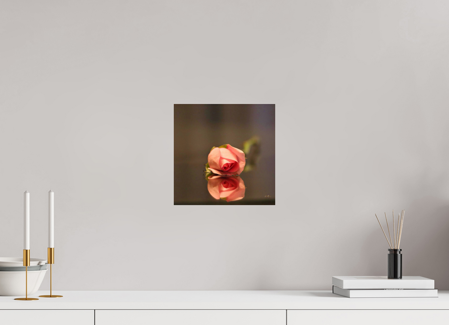10 x 10″, Photo Print Under Acrylic Glass Pink Rose