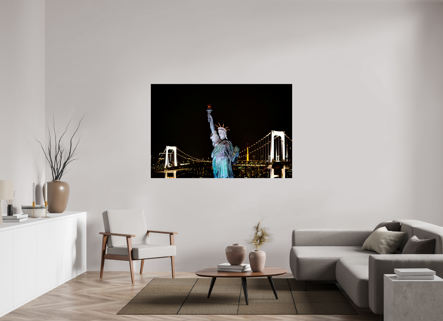 66 x 44″, Photo Print Under Acrylic Glass Odaiba Statue of Liberty