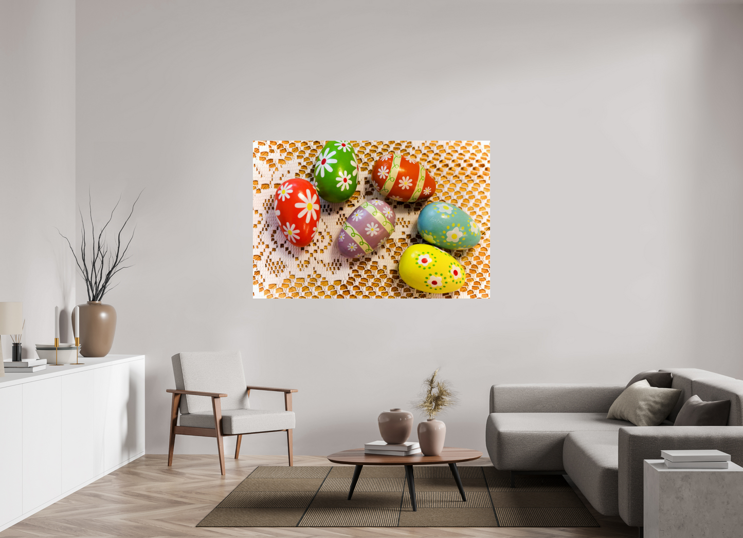 66 x 44″, Photo Print Under Acrylic Glass Easter Eggs