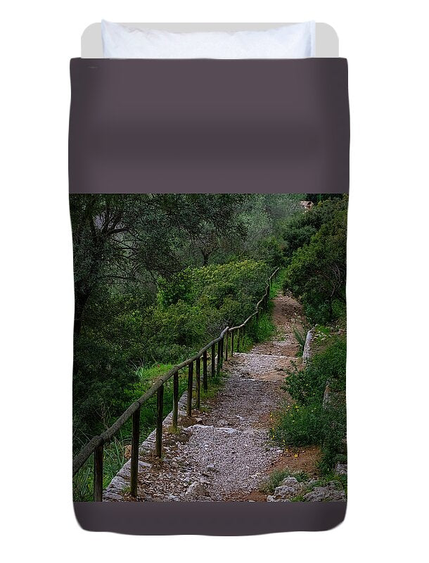 Hillside View from Spain Castle Gardens III - Duvet Cover