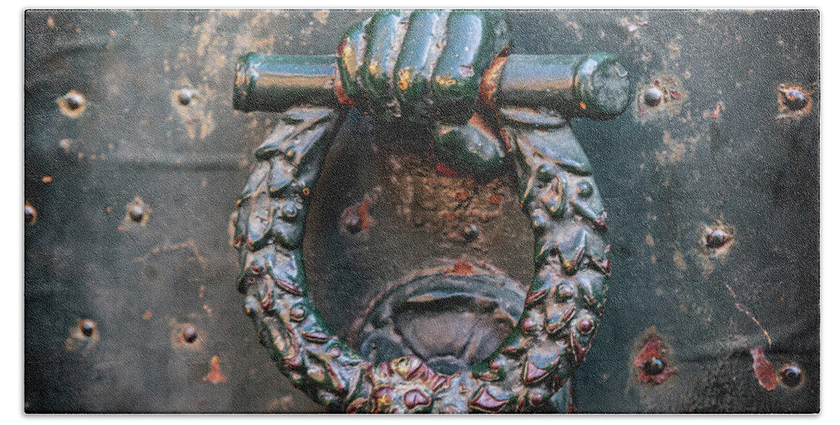 Weathered Door Knocker Italy - Beach Towel