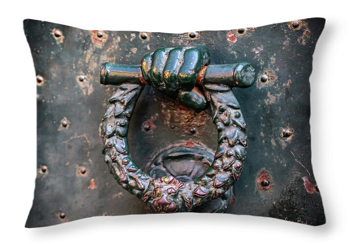 Weathered Door Knocker Italy - Throw Pillow