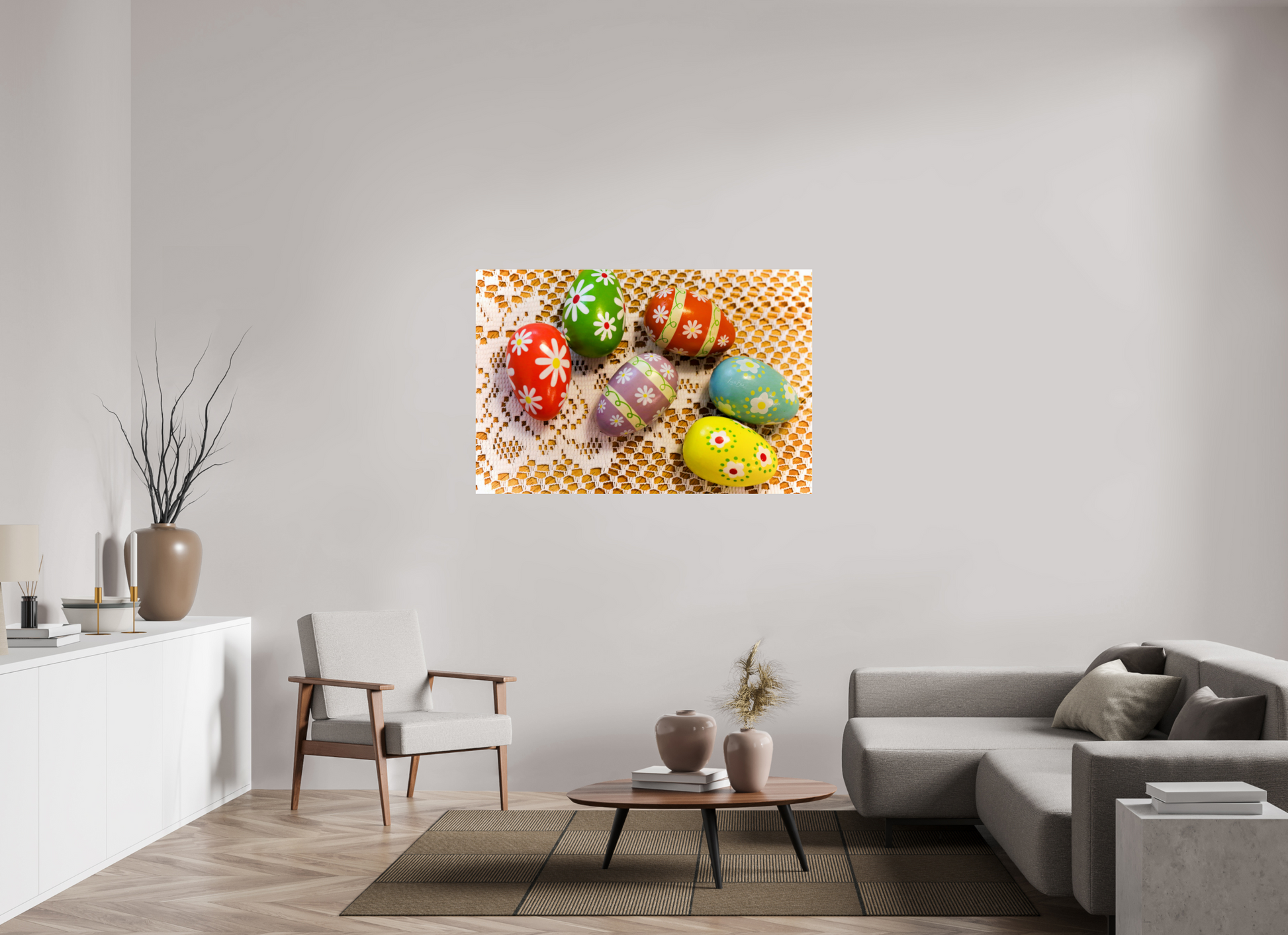 54 x 36″, Photo Print Under Acrylic Glass Easter Eggs