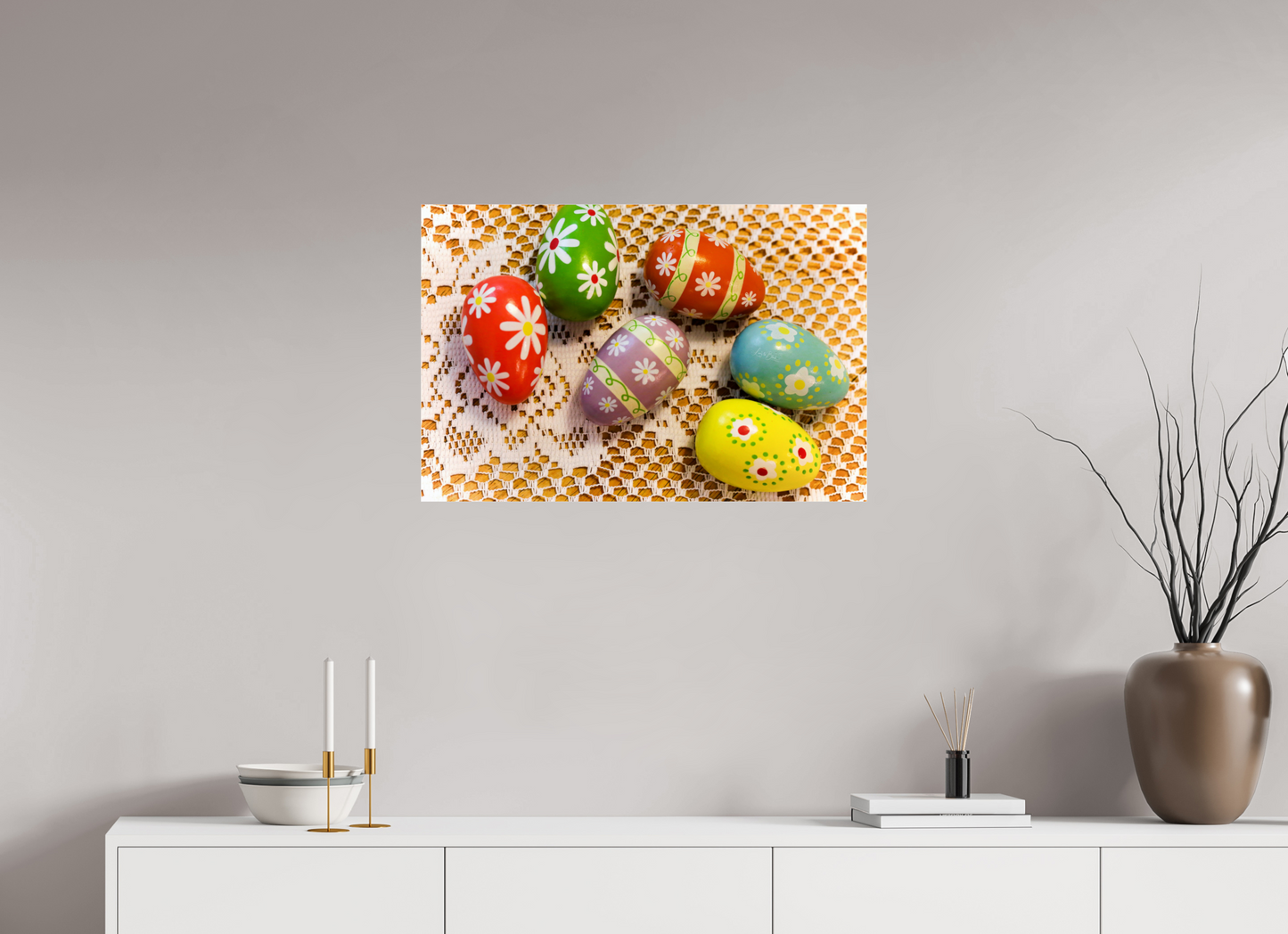 30 x 20″, Photo Print Under Acrylic Glass Easter Eggs