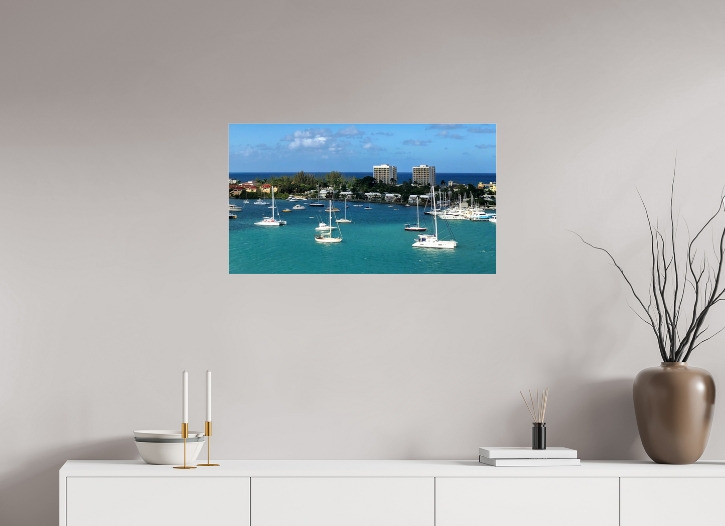 32 x 18″, Photo Print Under Acrylic Glass No Worries Jamaica