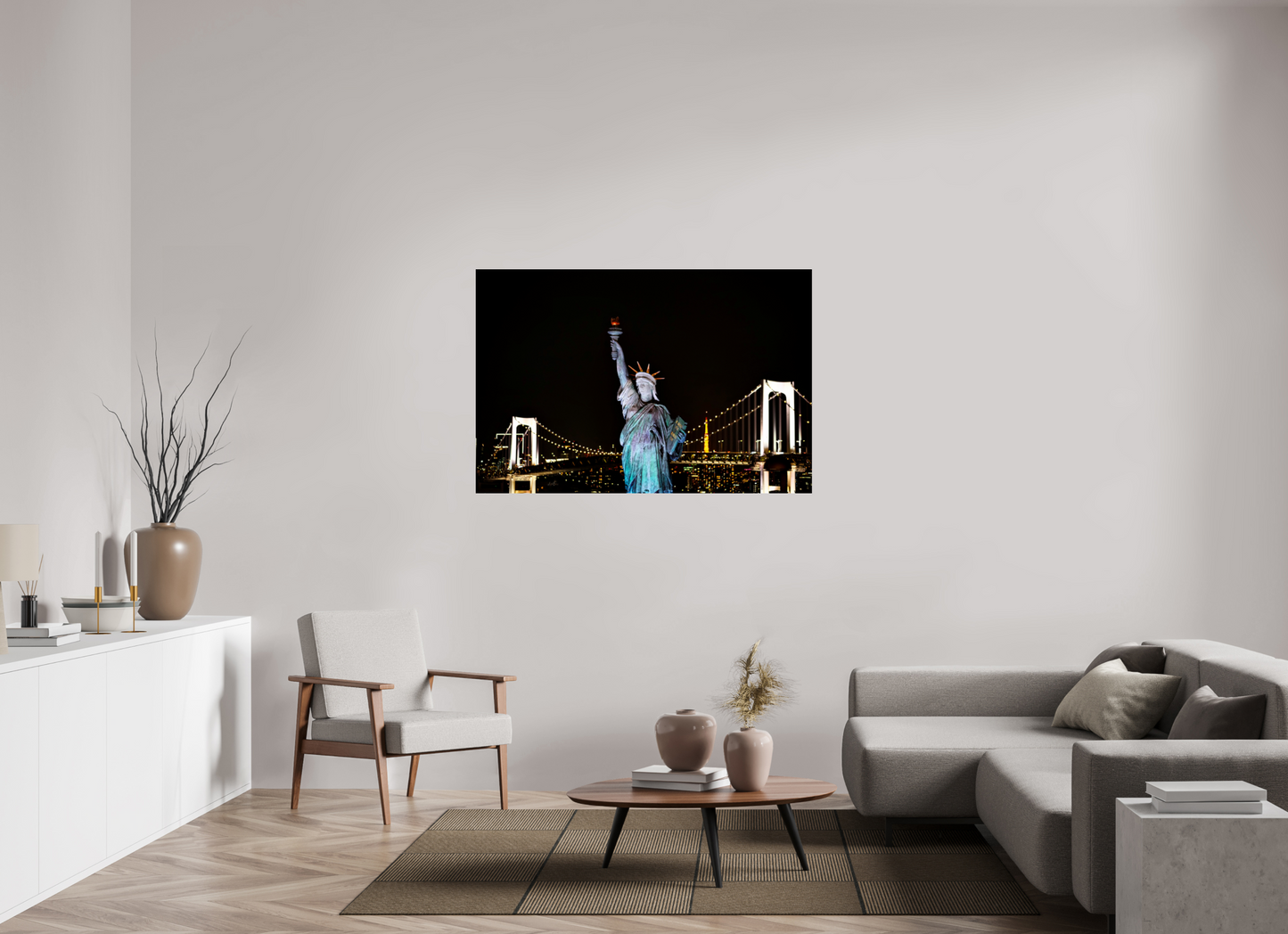 54 x 36″, Photo Print Under Acrylic Glass Odaiba Statue of Liberty