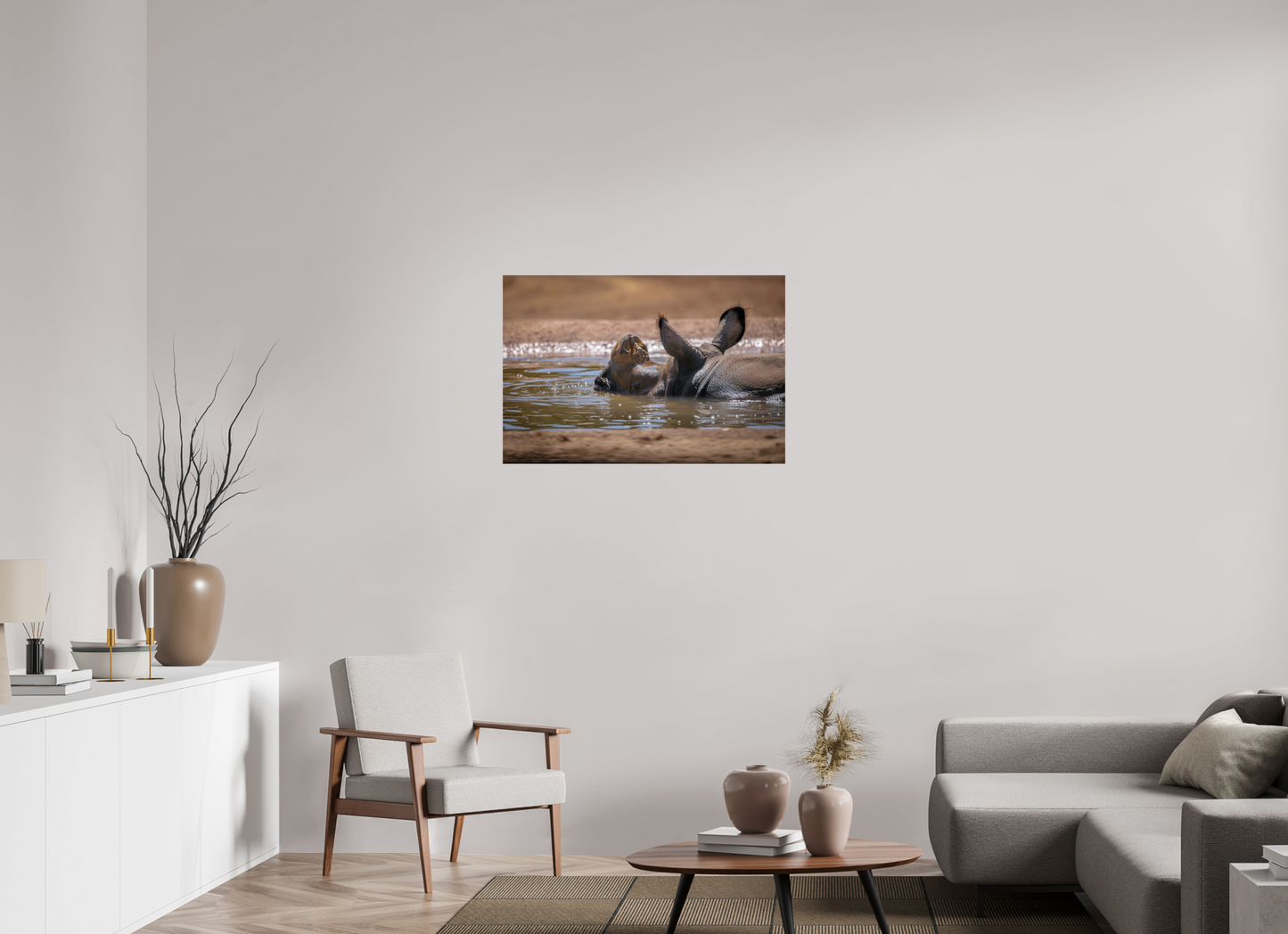 36 x 24″, Photo Print Under Acrylic Glass Rhino Relaxing