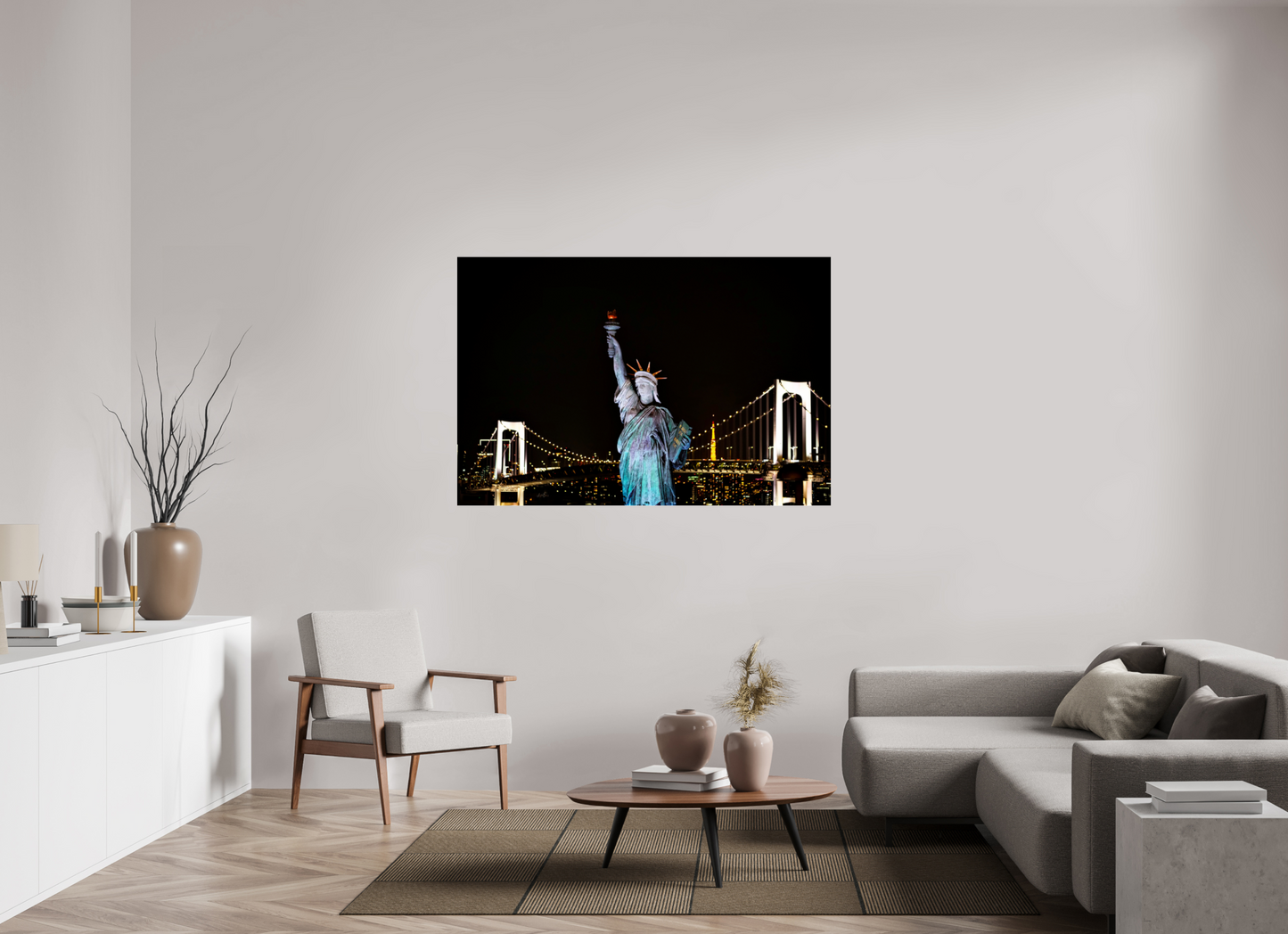 60 x 40″, Photo Print Under Acrylic Glass Odaiba Statue of Liberty