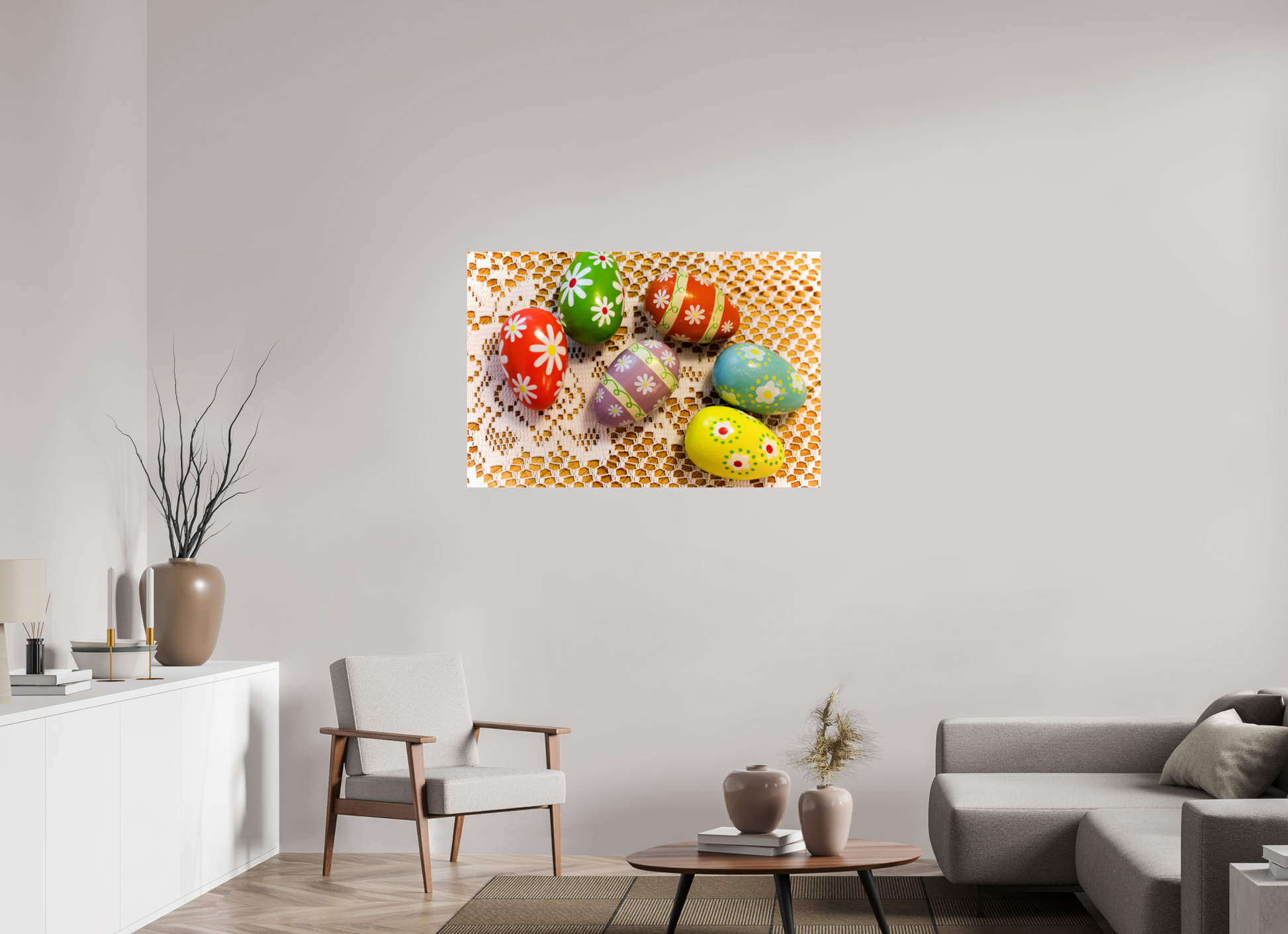 45 x 30″, Photo Print Under Acrylic Glass Easter Eggs