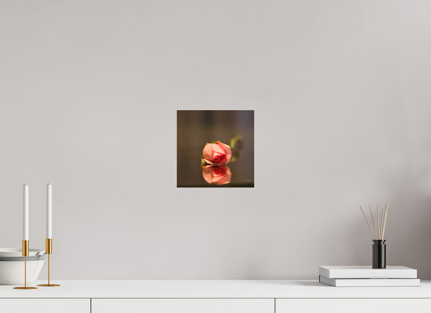 8 x 8″, Photo Print Under Acrylic Glass Pink Rose