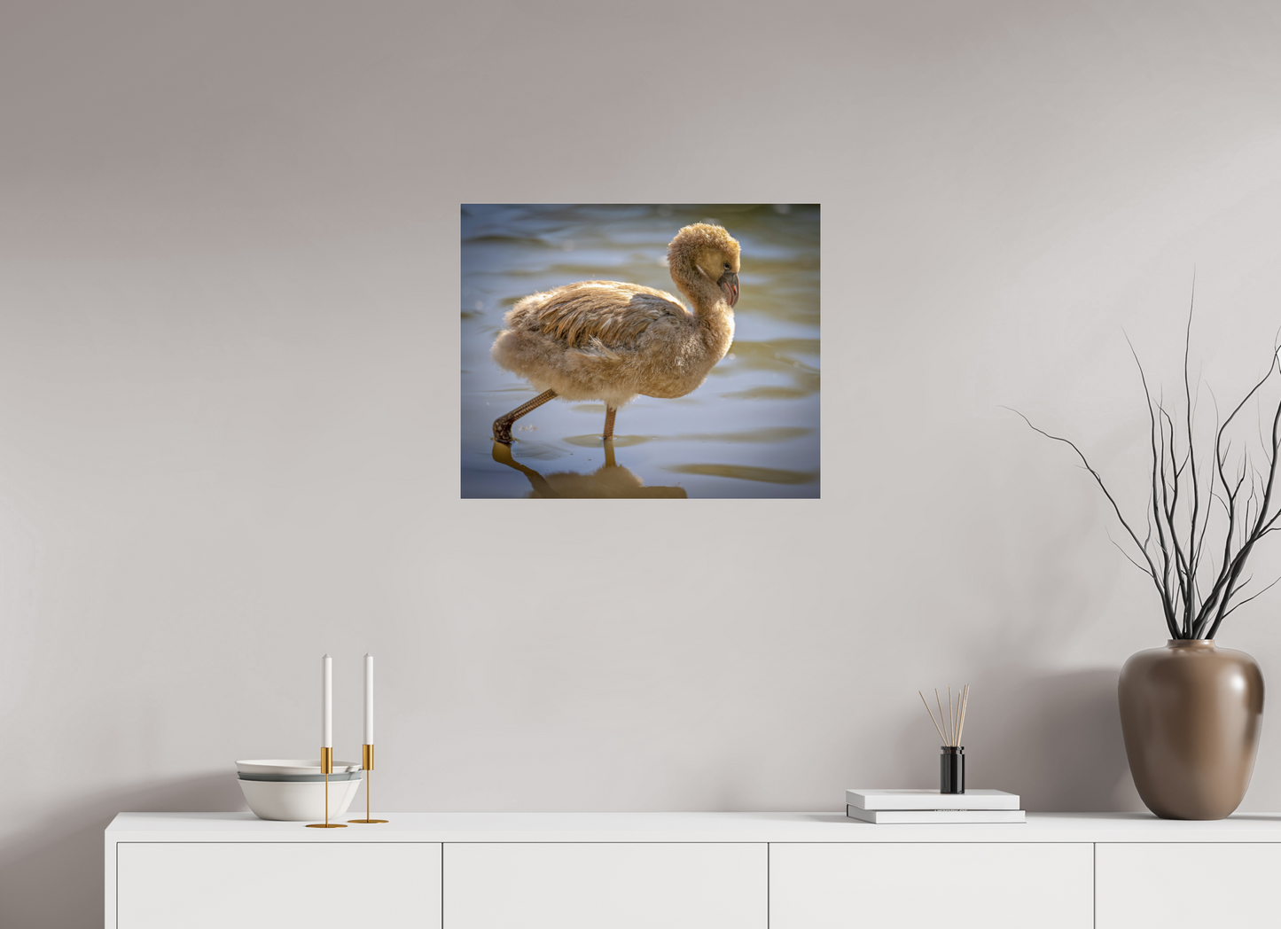 24.4 x 20″, Photo Print Under Acrylic Glass Baby Flamingo