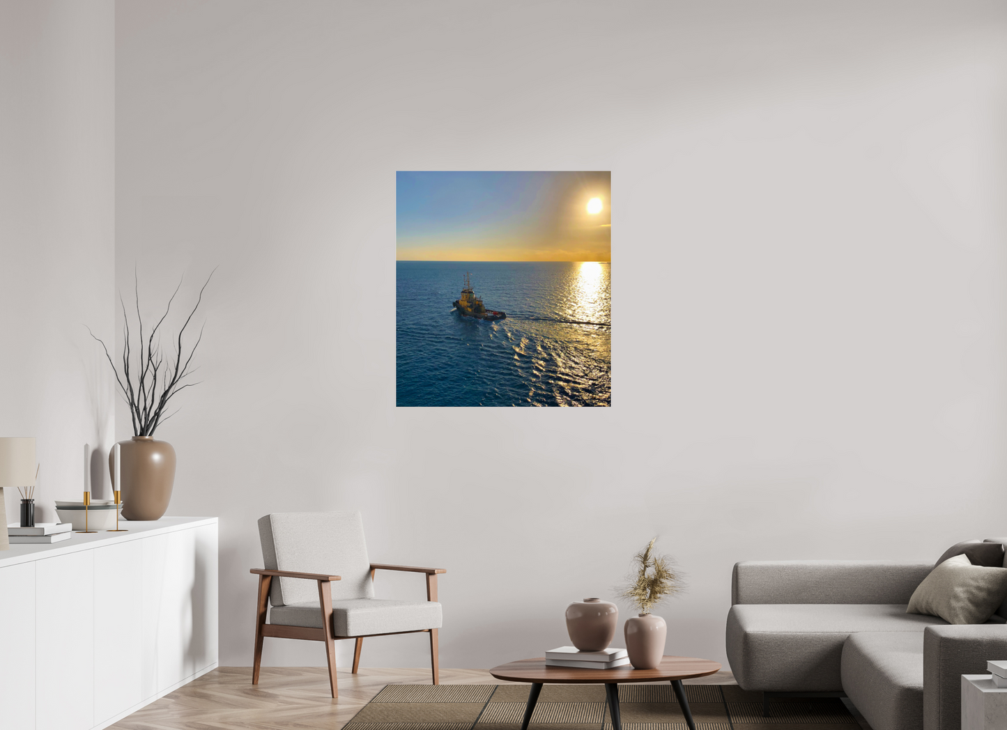 35 x 38.4″, Photo Print Under Acrylic Glass Golden Tug Boat