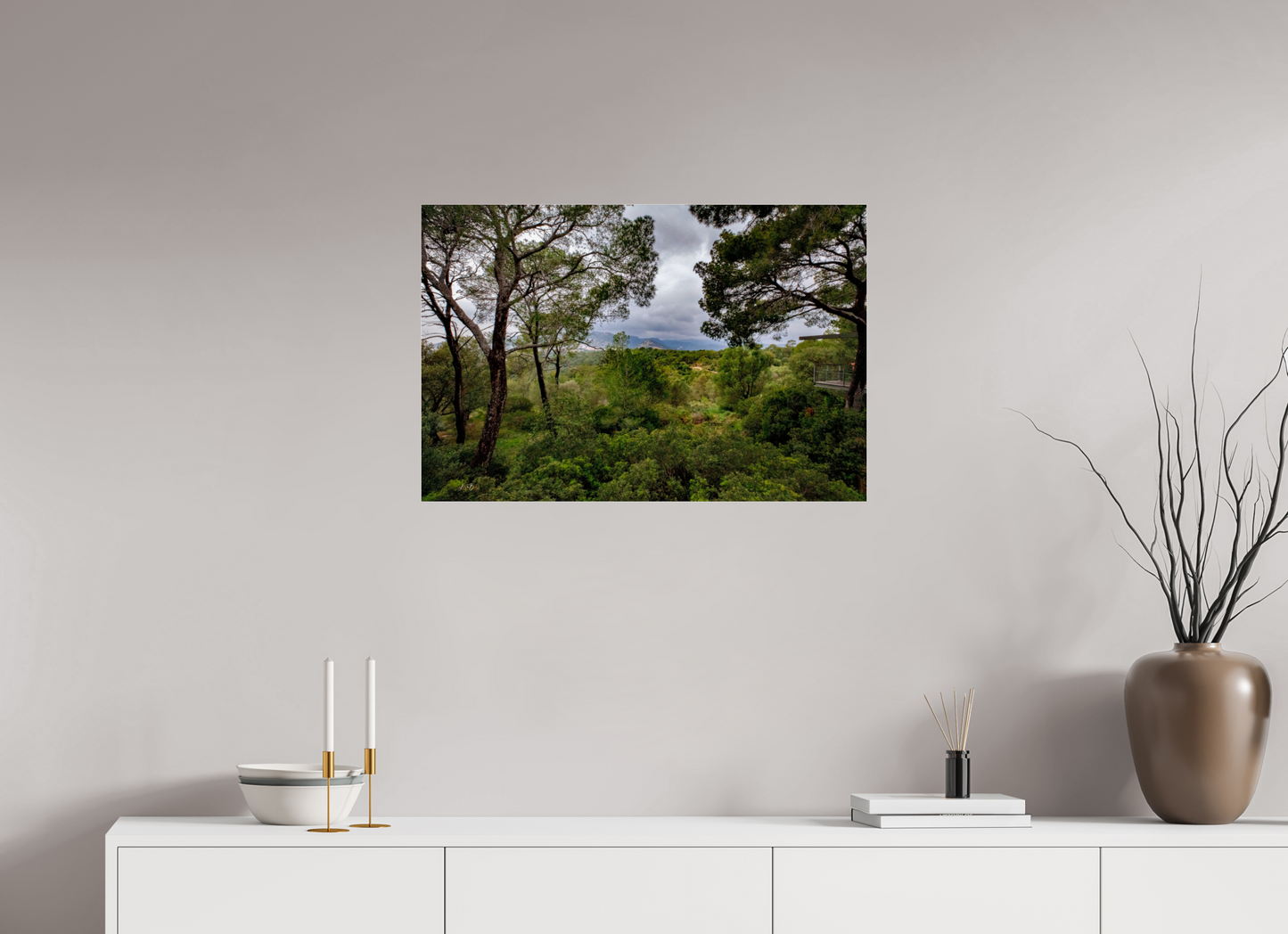 30 x 20″, Photo Print Under Acrylic Glass Hillside View from SpainCastle Gardens