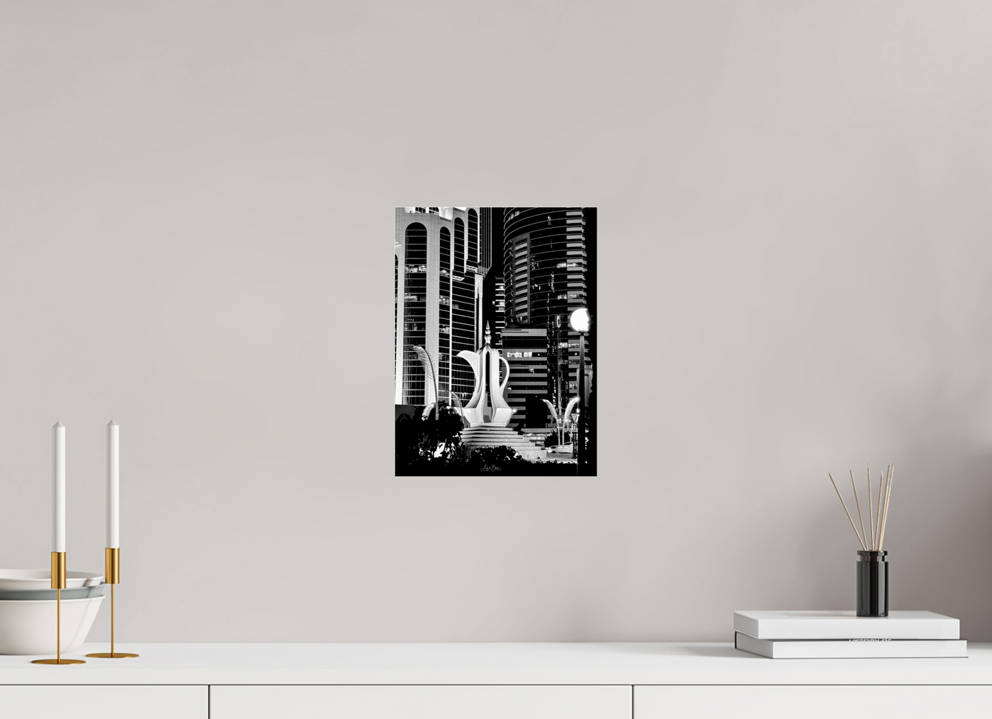 9 x 12″, Photo Print Under Acrylic Glass Al Dallah Hospitality Sculpture B/W