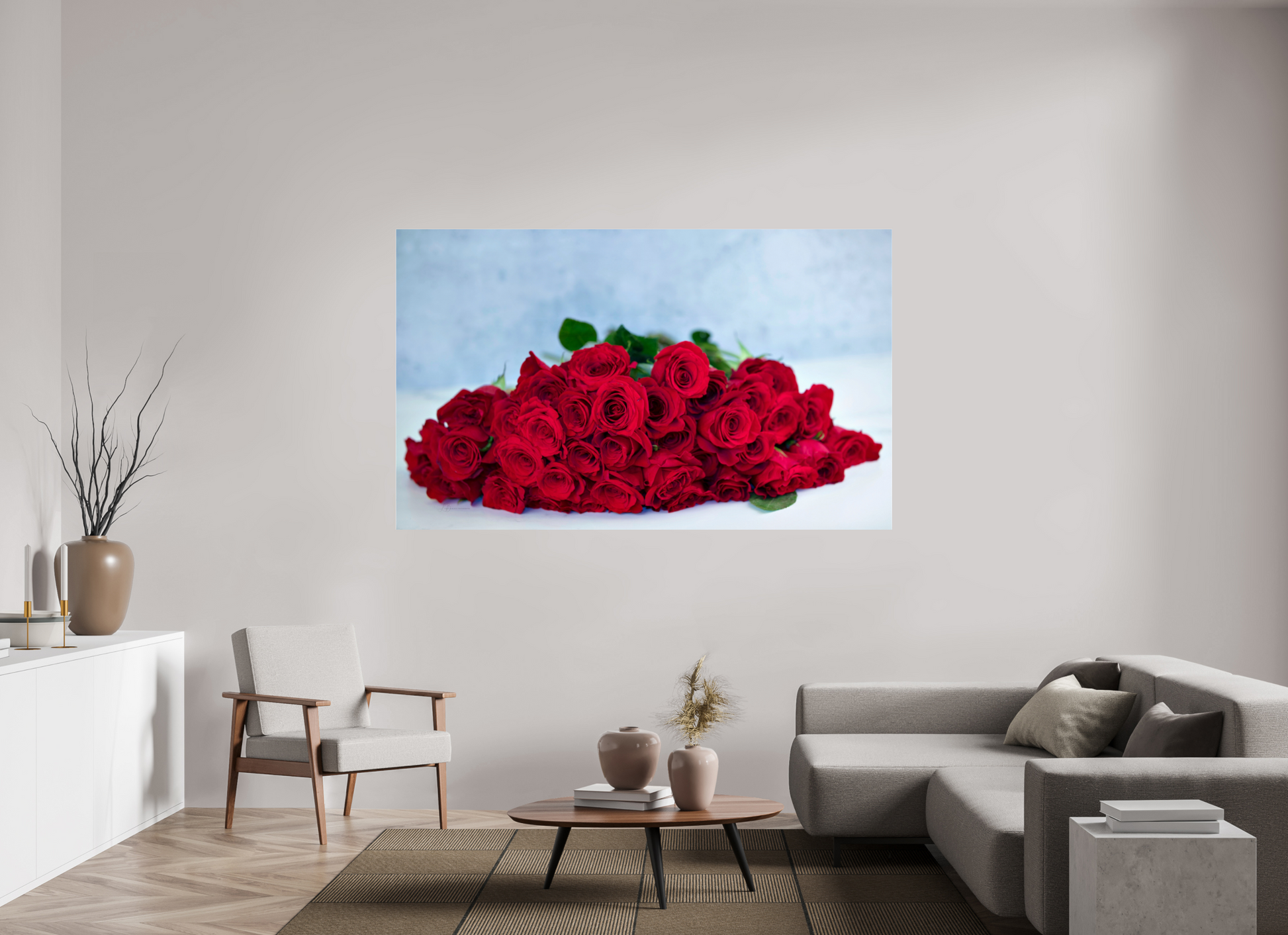 77.7 x 47″, Photo Print Under Acrylic Glass Roses