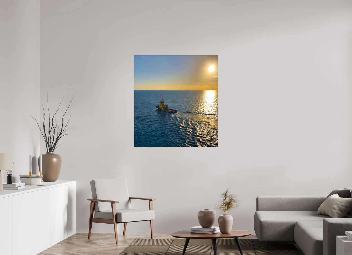 39 x 42.8″, Photo Print Under Acrylic Glass Golden Tug Boat