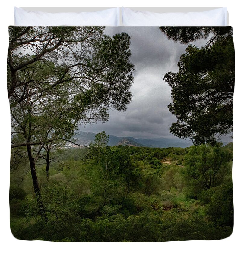 Hillside View from Spain Castle Gardens - Duvet Cover