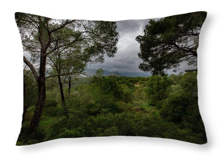 Hillside View from Spain Castle Gardens - Throw Pillow