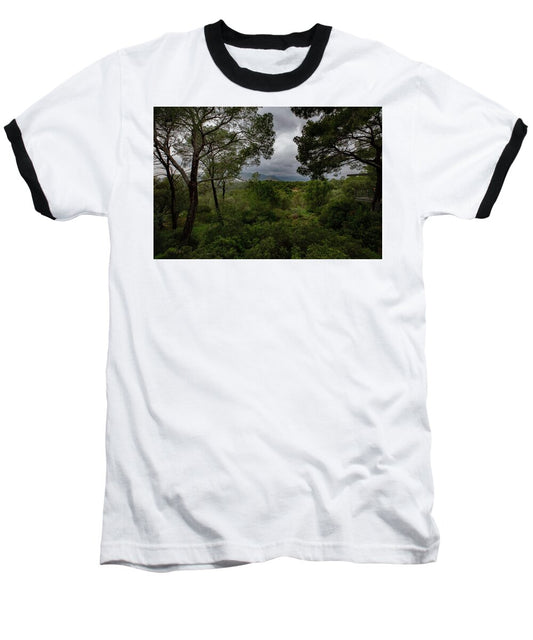 Hillside View from Spain Castle Gardens - Baseball T-Shirt