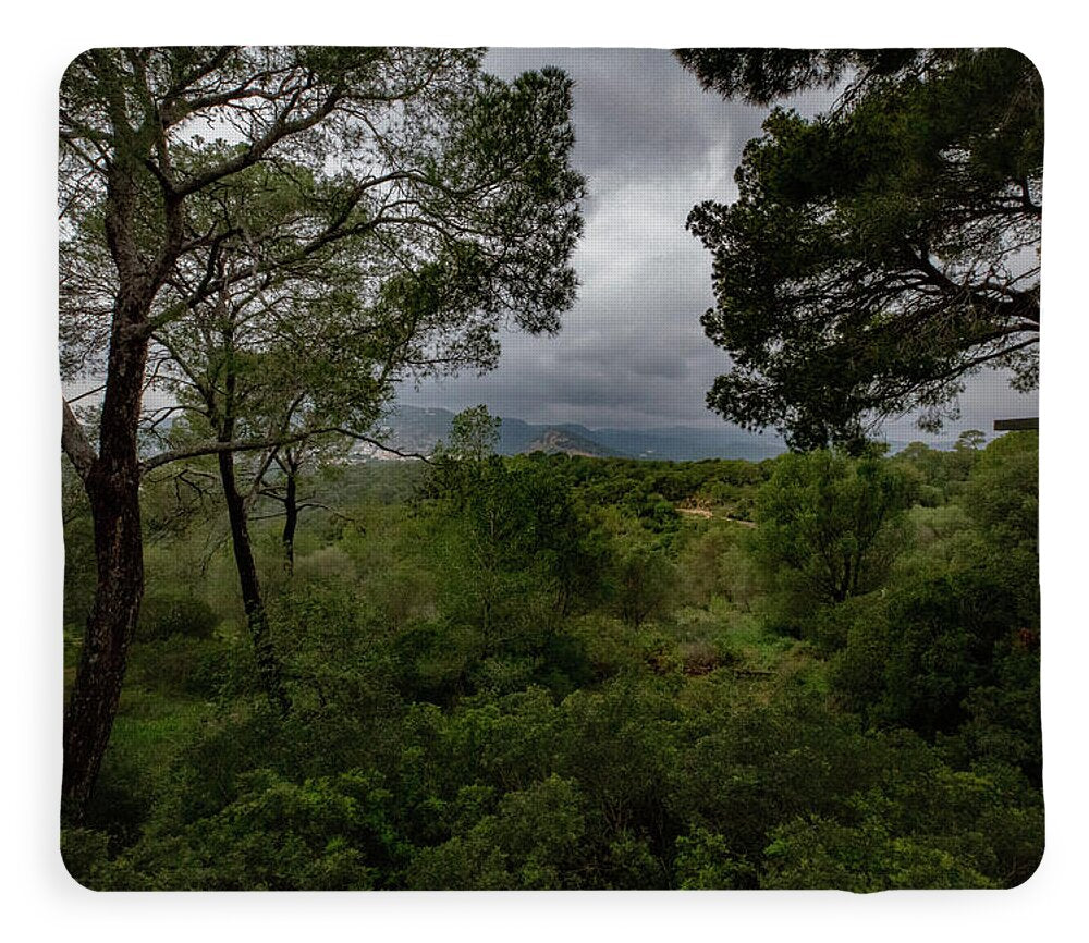 Hillside View from Spain Castle Gardens - Blanket