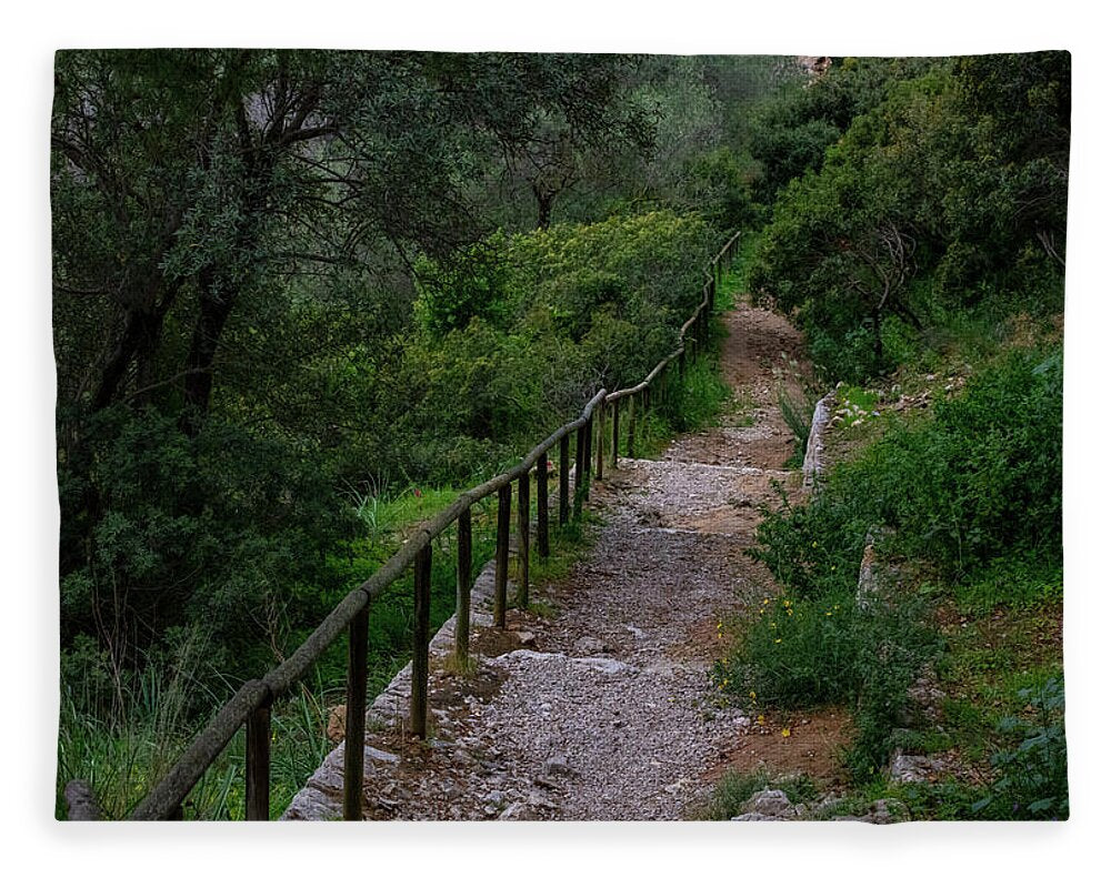 Hillside View from Spain Castle Gardens III - Blanket