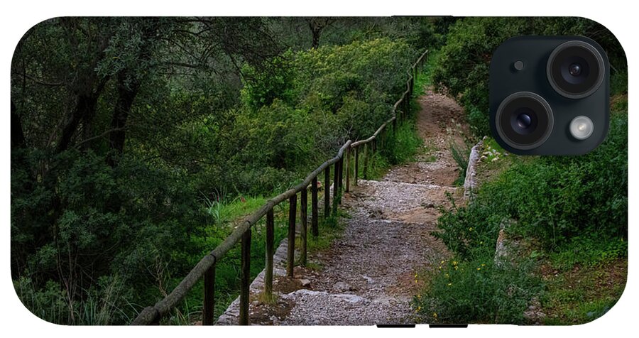Hillside View from Spain Castle Gardens III - Phone Case