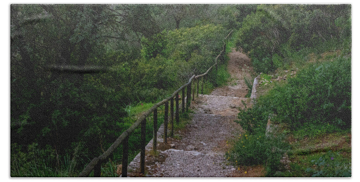 Hillside View from Spain Castle Gardens III - Beach Towel