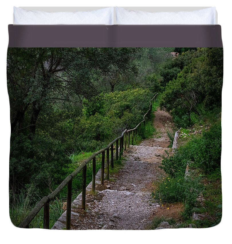 Hillside View from Spain Castle Gardens III - Duvet Cover
