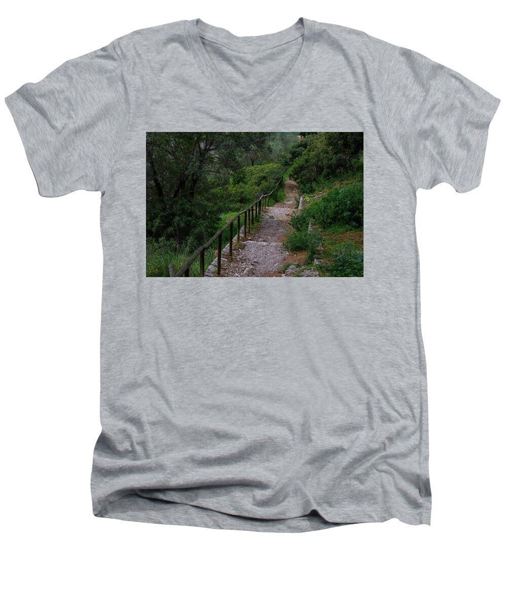 Hillside View from Spain Castle Gardens III - Men's V-Neck T-Shirt