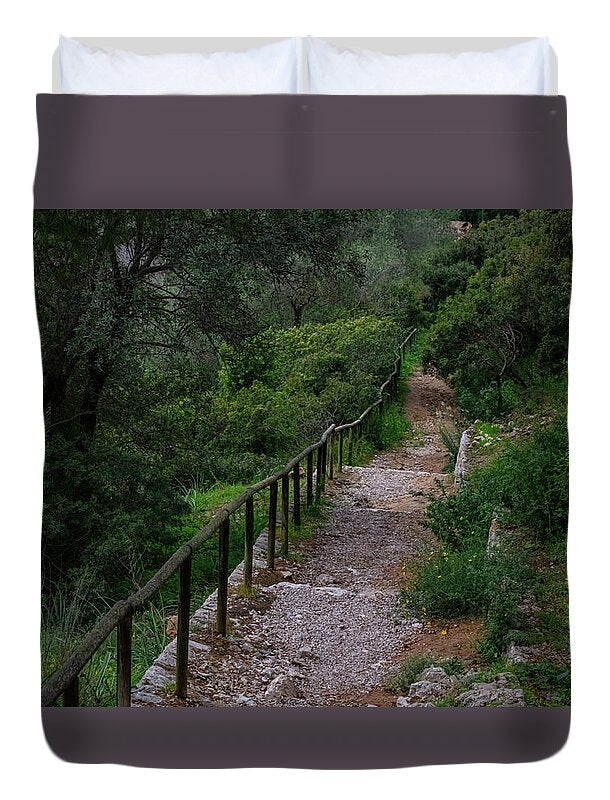 Hillside View from Spain Castle Gardens III - Duvet Cover