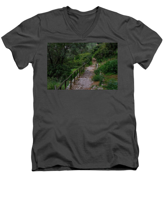 Hillside View from Spain Castle Gardens III - Men's V-Neck T-Shirt