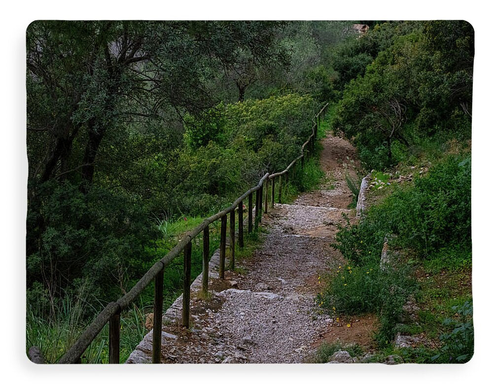 Hillside View from Spain Castle Gardens III - Blanket