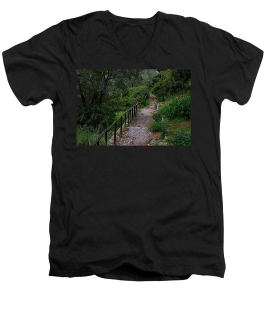 Hillside View from Spain Castle Gardens III - Men's V-Neck T-Shirt