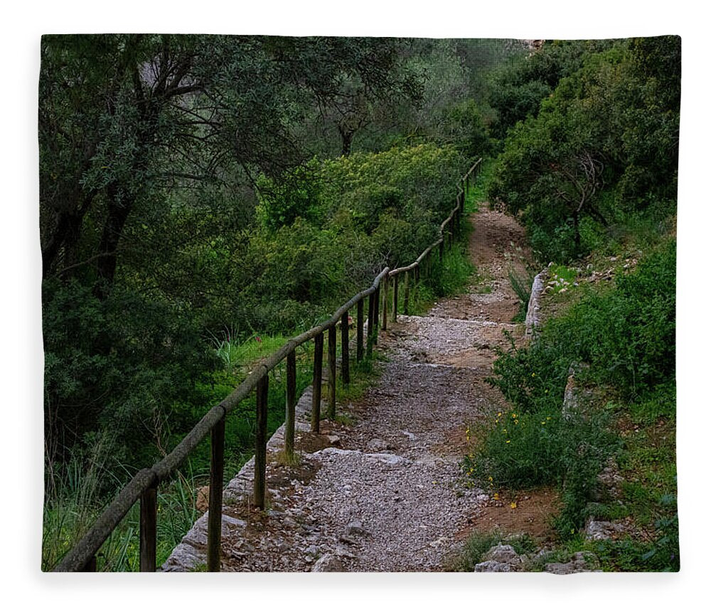 Hillside View from Spain Castle Gardens III - Blanket