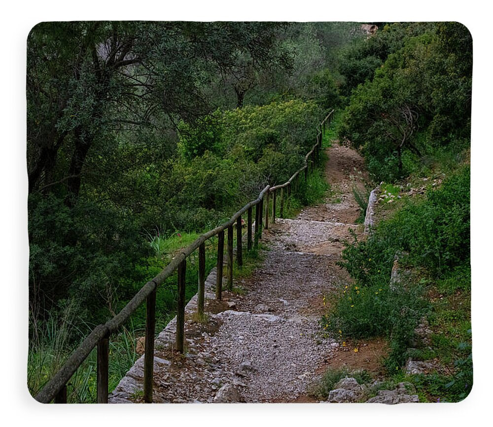 Hillside View from Spain Castle Gardens III - Blanket