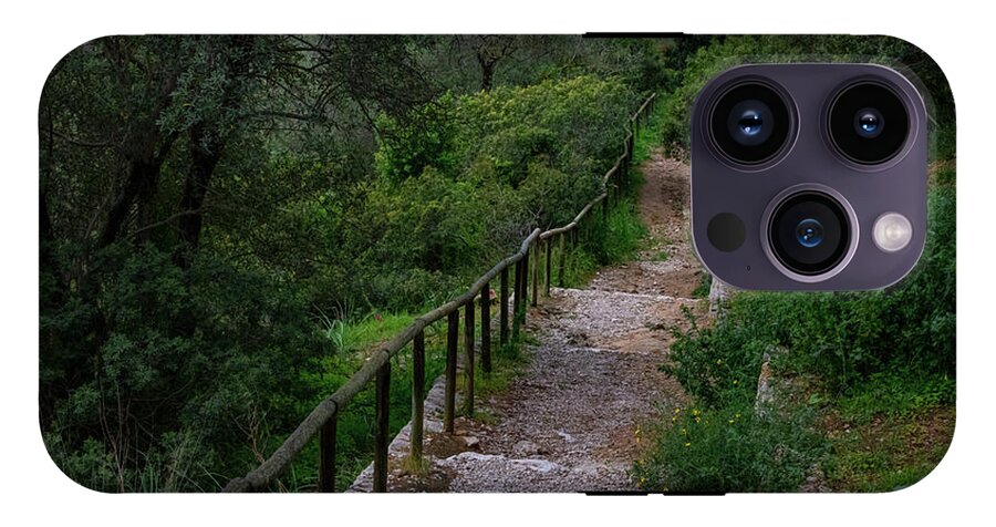 Hillside View from Spain Castle Gardens III - Phone Case