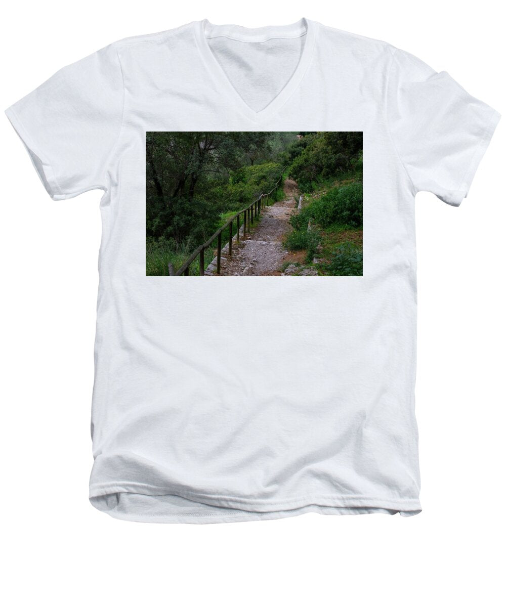 Hillside View from Spain Castle Gardens III - Men's V-Neck T-Shirt