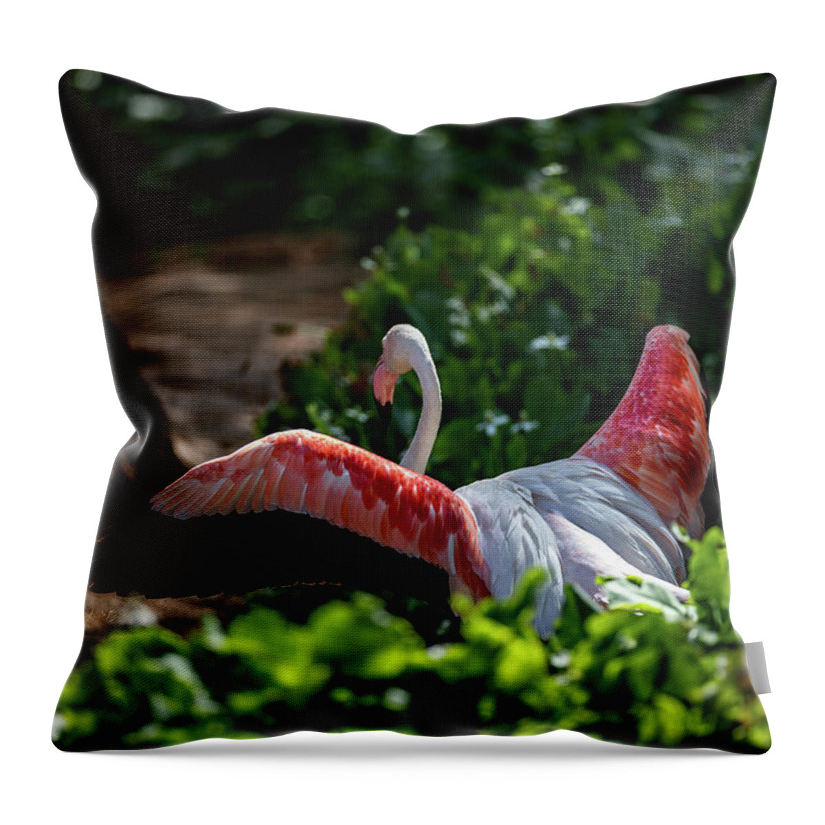 Reverse Fly Flamingo - Throw Pillow