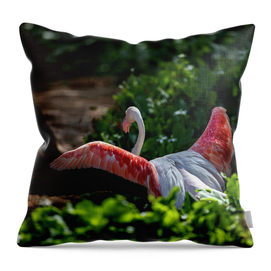 Reverse Fly Flamingo - Throw Pillow