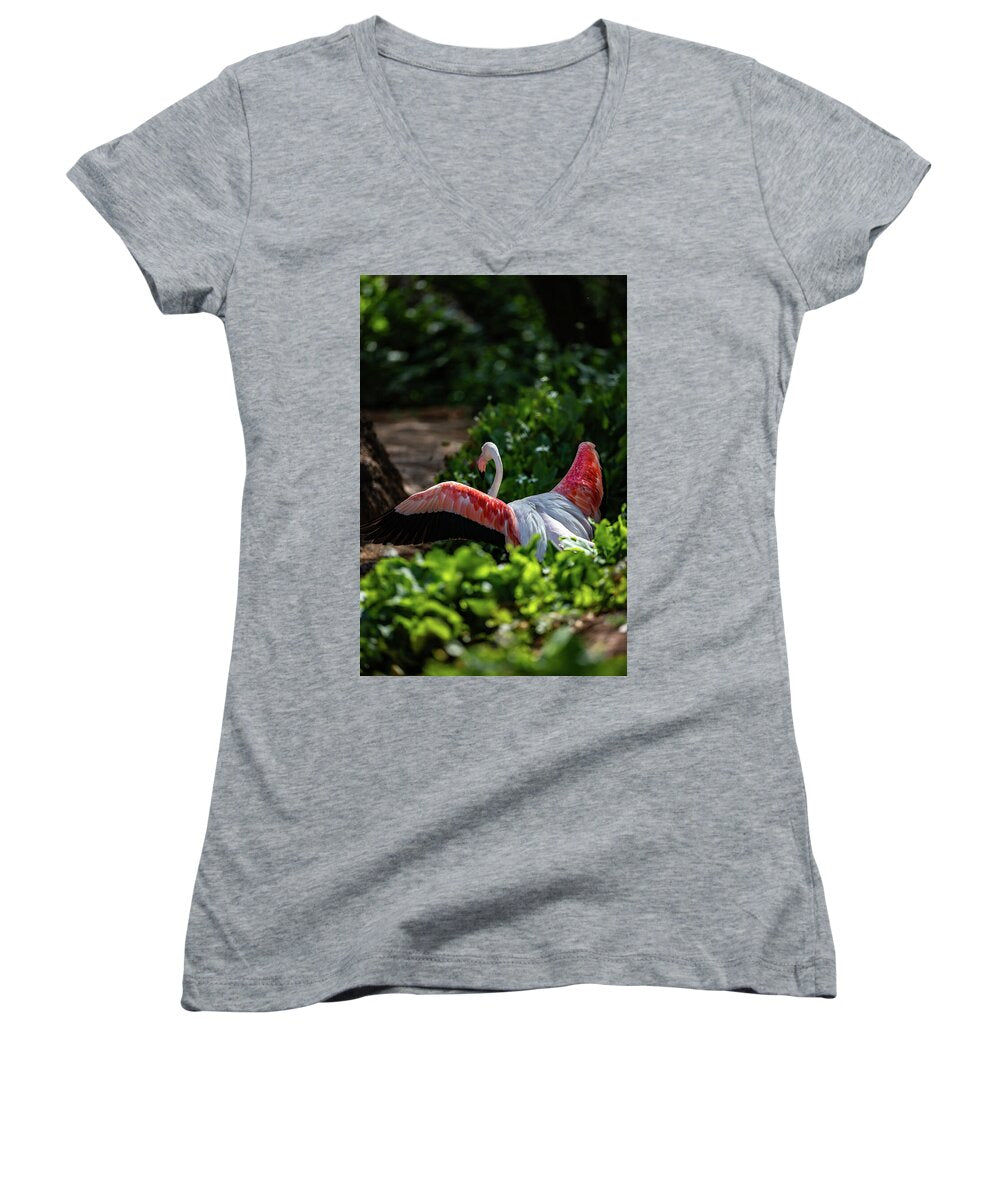Reverse Fly Flamingo - Women's V-Neck