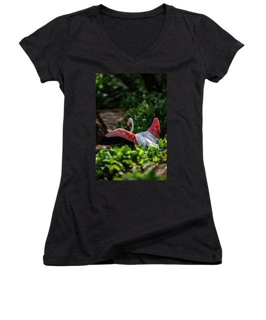 Reverse Fly Flamingo - Women's V-Neck