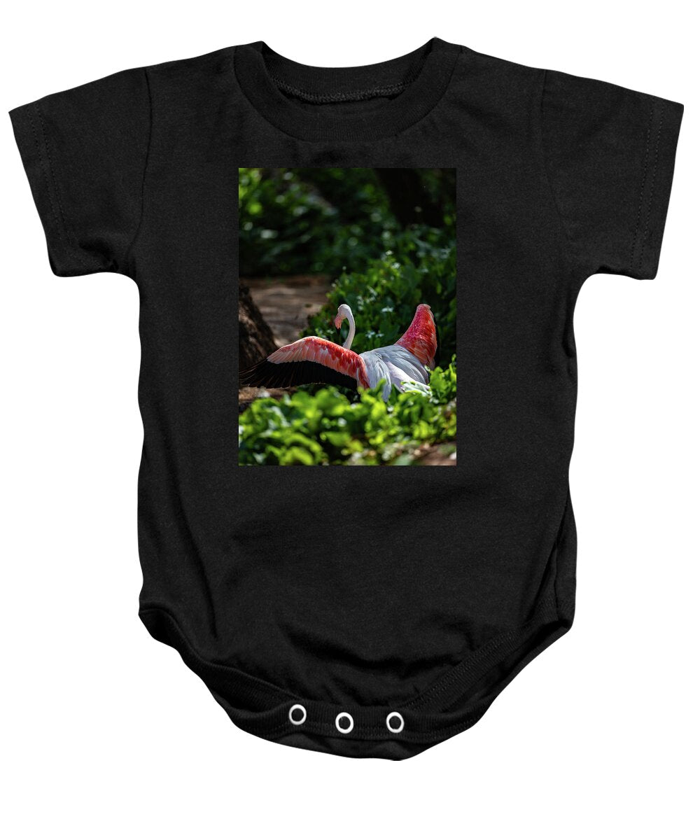 Reverse Fly Flamingo - Baby Onesie