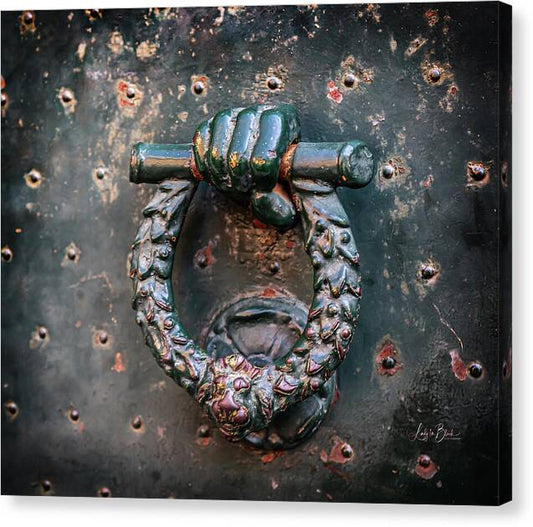 Weathered Door Knocker Italy - Canvas Print