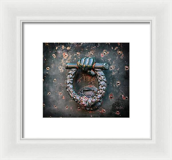 Weathered Door Knocker Italy - Framed Print
