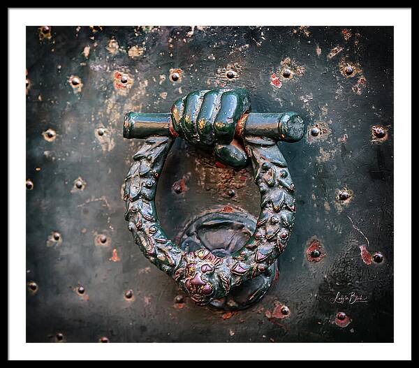 Weathered Door Knocker Italy - Framed Print
