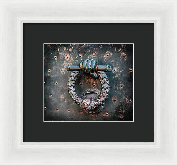 Weathered Door Knocker Italy - Framed Print