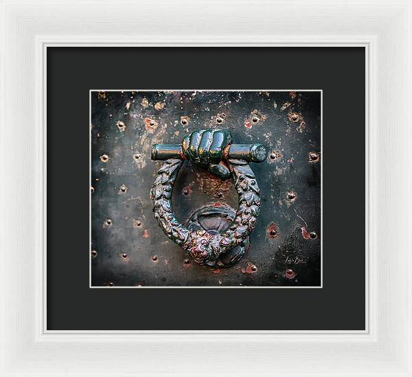 Weathered Door Knocker Italy - Framed Print