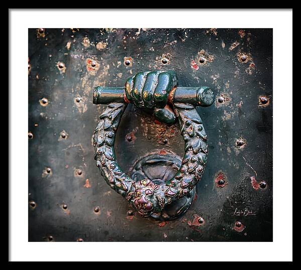 Weathered Door Knocker Italy - Framed Print