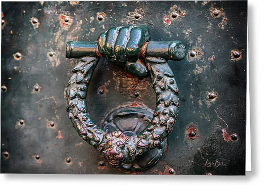 Weathered Door Knocker Italy - Greeting Card