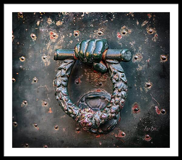 Weathered Door Knocker Italy - Framed Print